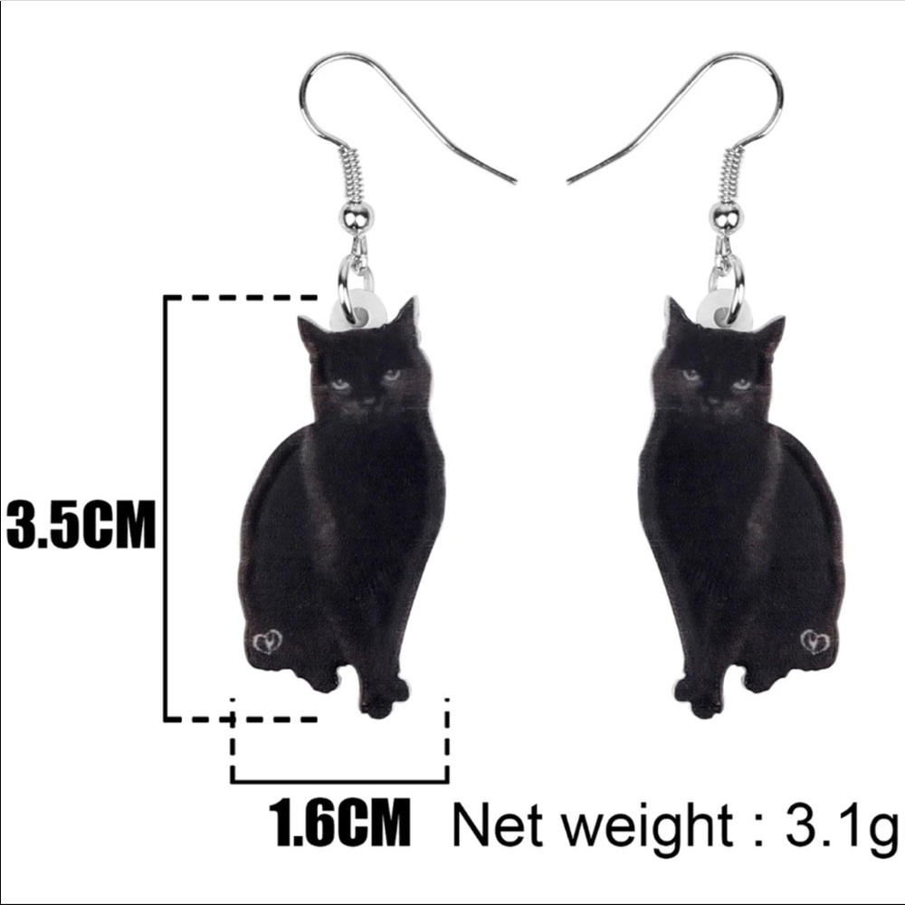 Black Cat Acrylic Earrings - Picture 5 of 6
